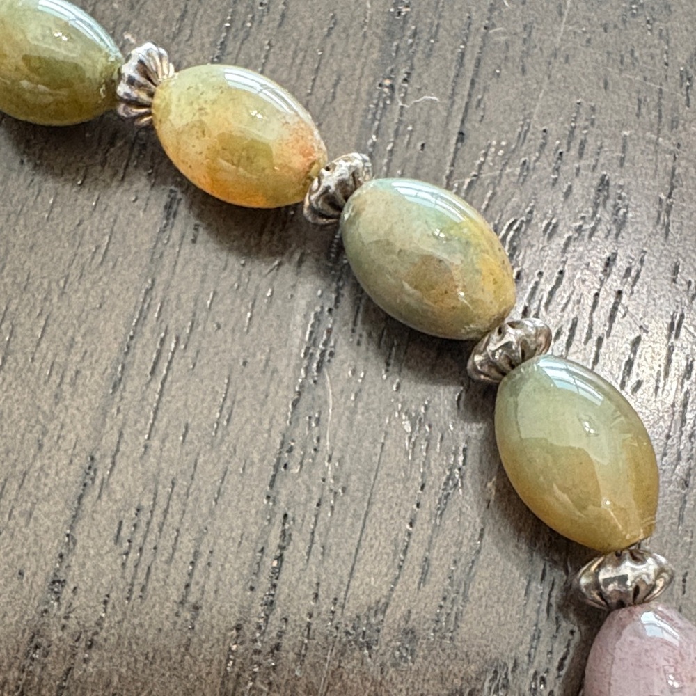 Multi-Color Beaded Necklace - Natural Stone and Sterling Silver Accents - Picture 3 of 9
